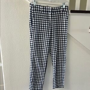 J. Crew Navy and White Gingham Checkered Ankle Pants